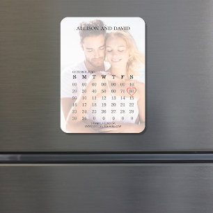 Magnet Flexible Calendrier de mariage Photo Enregistrez la date