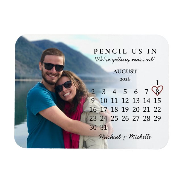 Magnet Flexible Calendrier de Sauvegarde de Date Août 2026 Crayon  (Horizontal)