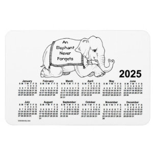Magnet Flexible Calendrier des éléphants blancs 2025 par Janz 4x6 