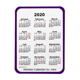 Magnet Flexible Calendrier des fêtes 2020 par Janz Purple