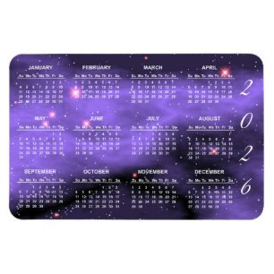 Magnet Flexible Calendrier Galaxie de l'espace violet 2026