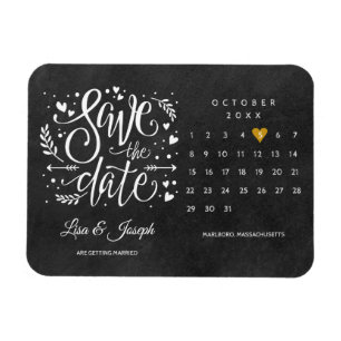 Magnet Flexible Calendrier Gold Heart Chalkboard Enregistrer la da