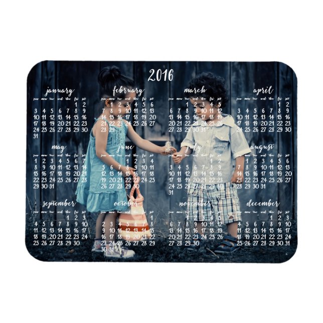 Magnet Flexible Calendrier magnétique personnalisé 2016 3x4 (Horizontal)