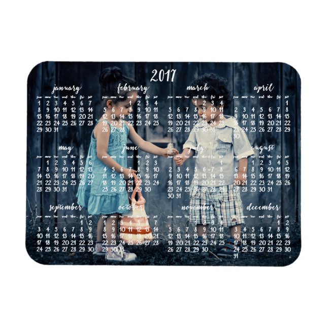 Magnet Flexible Calendrier magnétique personnalisé 2017 3x4 (Horizontal)