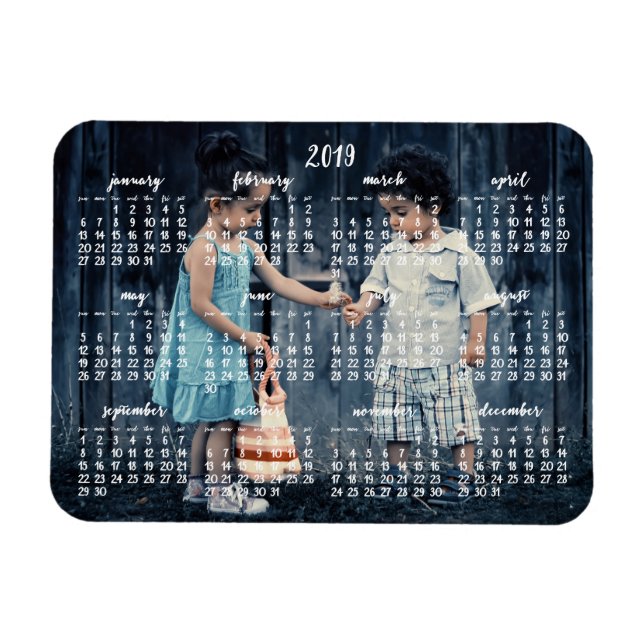 Magnet Flexible Calendrier magnétique personnalisé 2019 3x4 (Horizontal)