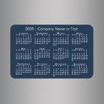 Magnet Flexible Calendrier Marine bleu et blanc 2025 avec texte pe<br><div class="desc">Un aimant personnalisé moderne présente un calendrier blanc 2025 sur un arrière - plan bleu marine. Ajoutez le nom de votre entreprise, votre nom ou tout autre texte personnalisé dans la barre latérale. (La modification du texte de l'année 2025 ne modifiera PAS le calendrier.) Faites un don ou un cadeau...</div>