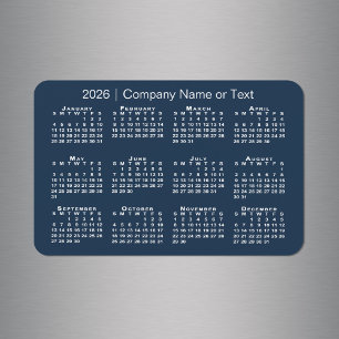 Magnet Flexible Calendrier Marine bleu et blanc 2026 avec texte pe