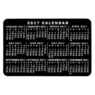 Magnet Flexible Calendrier mensuel 2017 Classic Black and White