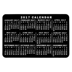 Magnet Flexible Calendrier mensuel 2017 Classic noir et blanc