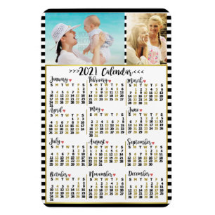 Magnet Flexible Calendrier mensuel 2021 en bandes   Photos personn