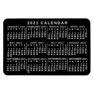 Magnet Flexible Calendrier mensuel 2021 - Noir et blanc