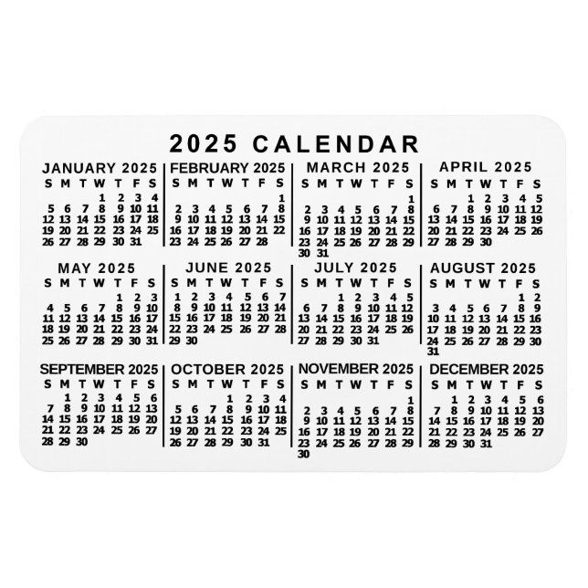 Magnet Flexible Calendrier mensuel 2023 Année Classique Blanc et N (Horizontal)