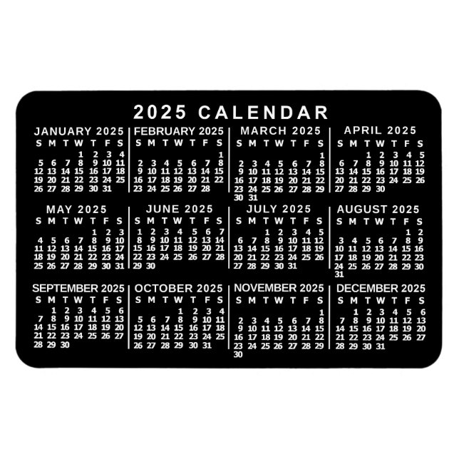 Magnet Flexible Calendrier mensuel 2023 Classic noir et blanc (Horizontal)