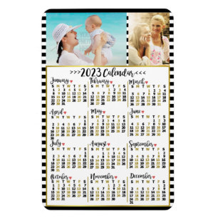 Magnet Flexible Calendrier mensuel 2023 rayé Photos personnalisé