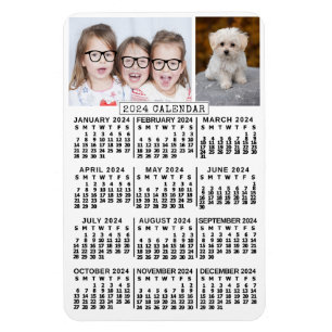 Magnet Flexible Calendrier mensuel 2024 Blanc   MODÈLE PHOTO