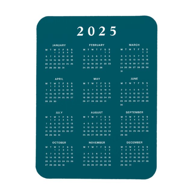 Magnet Flexible Calendrier mensuel 2025 (Vertical)