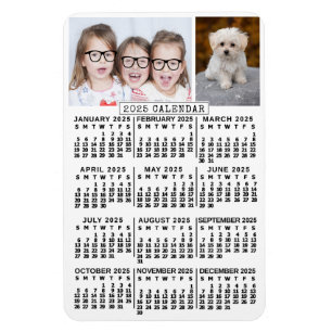 Magnet Flexible Calendrier mensuel 2025 Année Blanc   Modèle photo