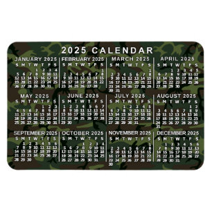 Magnet Flexible Calendrier mensuel 2025 Camouflage Camo Green
