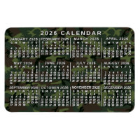 Calendrier mensuel 2026 Camouflage Camo Vert
