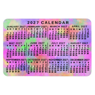 Magnet Flexible Calendrier mensuel 2027 peinture éclaboussée arc-e