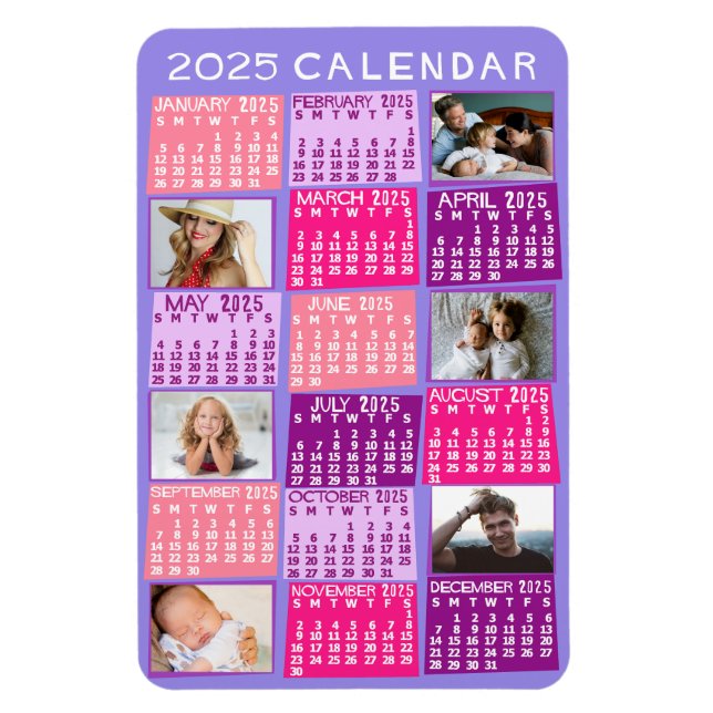 Magnet Flexible Calendrier mensuel de l'année 2025 Mignon Mod Coll (Vertical)