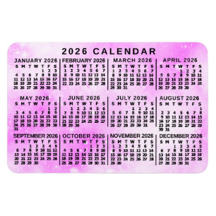 Magnet Flexible Calendrier mensuel de l'année 2026 Étoiles aquarel