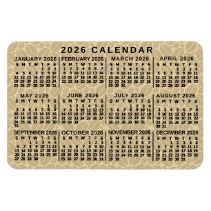 Magnet Flexible Calendrier mensuel de l'année 2026 sur fond de har