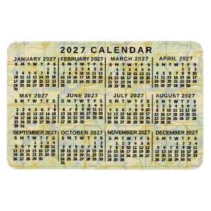 Magnet Flexible Calendrier mensuel de l'année 2027 Carte antique G