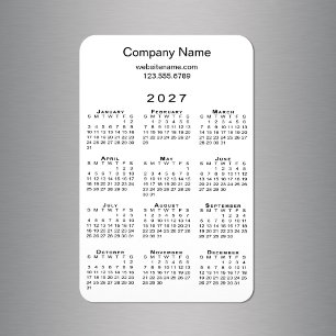 Magnet Flexible Calendrier minimal 2027 Nom de l'entreprise Info B