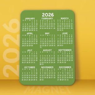 Magnet Flexible Calendrier - minimum de base vert et blanc moderne