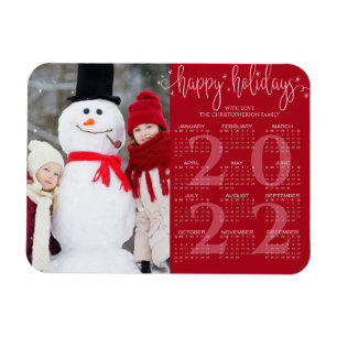 Magnet Flexible Calendrier moderne 2022 Script photo JOYEUX JOURS