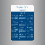 Magnet Flexible Calendrier moderne 2025 Nom de la société Bleu Bla<br><div class="desc">Ajoutez le nom de votre entreprise et les coordonnées ou le slogan en bleu sur un bloc de couleur blanche au-dessus d'un calendrier blanc 2025 moderne sur un arrière - plan bleu. Customisez le texte dans la barre latérale avec votre nom d'entreprise, votre site Web, votre numéro de téléphone, votre...</div>