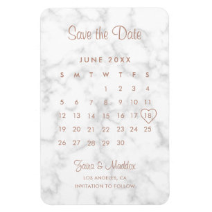 Magnet Flexible Calendrier Moderne Marbre Rose Or Enregistrer la d