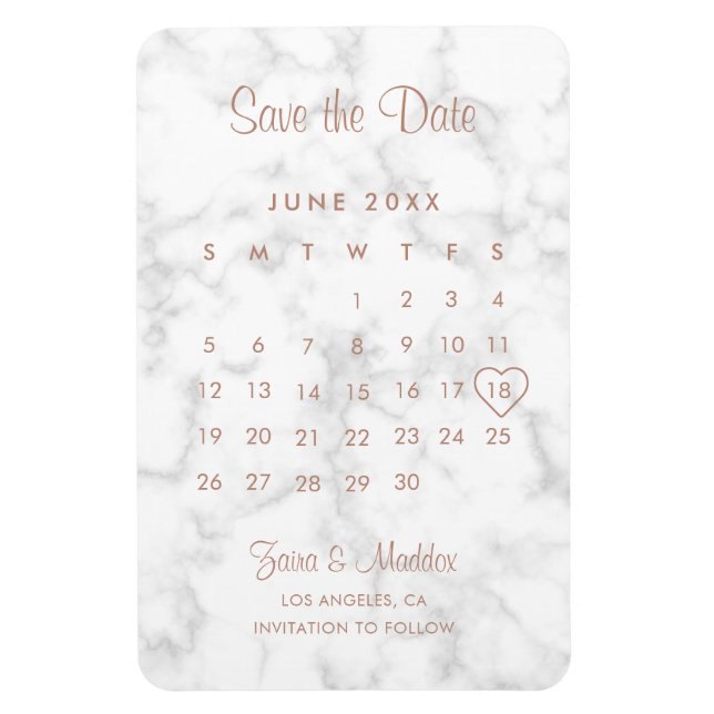 Magnet Flexible Calendrier Moderne Marbre Rose Or Enregistrer la d (Vertical)