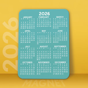 Magnet Flexible Calendrier - Moderne, Minimal Aqua et Blanc