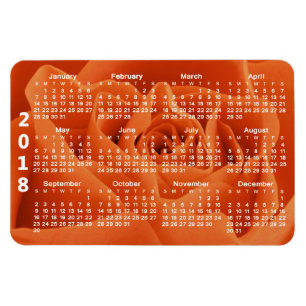 Magnet Flexible Calendrier Orange Rose Petals 2018