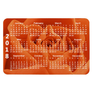 Magnet Flexible Calendrier Orange Rose Petals 2018