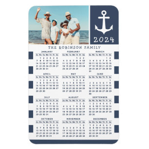 Magnet Flexible Calendrier photo 2024 Marine Bleu Blanc Nautique