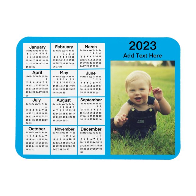 Magnet Flexible Calendrier photo Mini bleu 2023 (Horizontal)