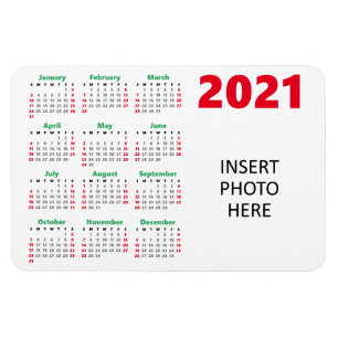 Magnet Flexible Calendrier Photo personnalisée 2021   Vert rouge N