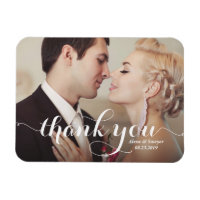 Calligraphie blanche Script Mariage photo Merci