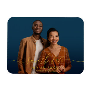 Magnet Flexible Calligraphie Chic Mariage Enregistrer La Date Phot