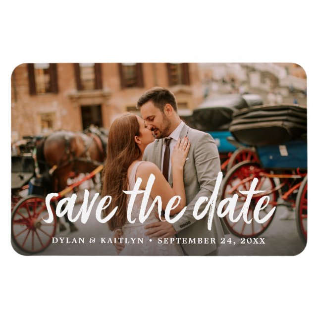 Magnet Flexible Calligraphie Enregistrer la date Mariage photo (Horizontal)