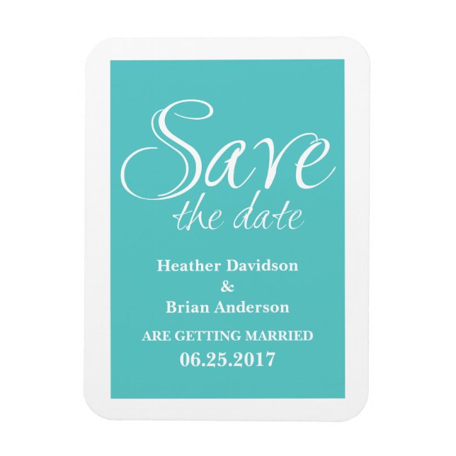 Magnet Flexible Calligraphie Enregistrer l'aimant Date, Turquoise (Vertical)