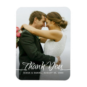 Magnet Flexible Calligraphie Mariage Merci photo personnalisée