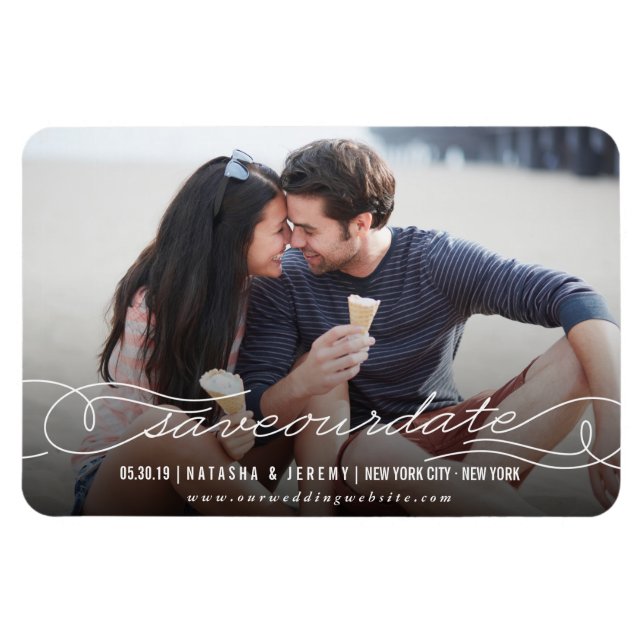 Magnet Flexible Calligraphie Script Enregistrer La Date Photo Magn (Horizontal)