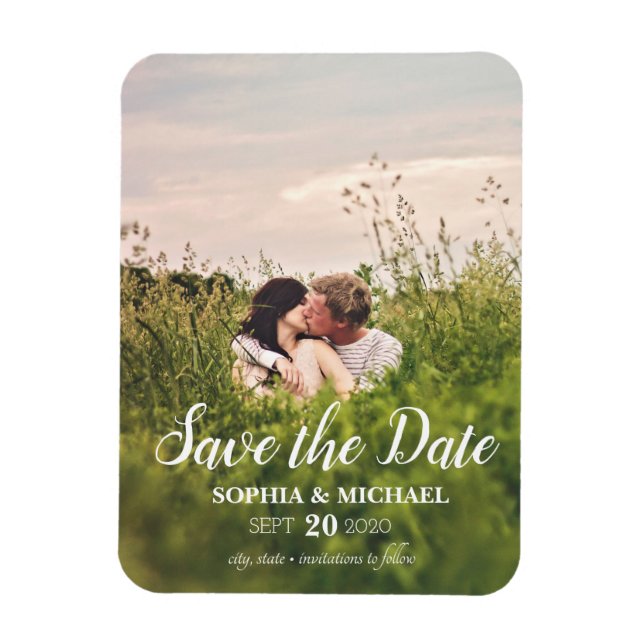 Magnet Flexible Calligraphy Save the Date Wedding Photo Aimant (Vertical)