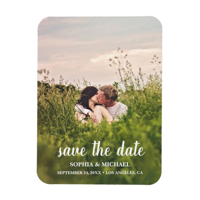 Magnet Flexible Calligraphy Save the Date Wedding Photo Aimant (Vertical)