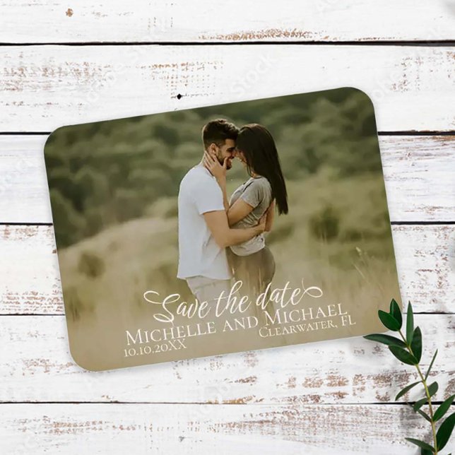 Magnet Flexible Calligraphy Save the Date Wedding Photo Modern (Créateur téléchargé)