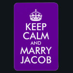 Magnet Flexible Calme et Marie Jacob<br><div class="desc">Parodie mariage violet et blanc personnalisable d'un design classique ...  Reste calme et Marie Jacob.</div>
